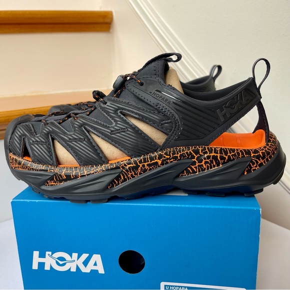 NWT Hoka Hopara Hiking Sandal Wet / Dry exploring shoe - blue graphite / orange - Picture 2 of 16